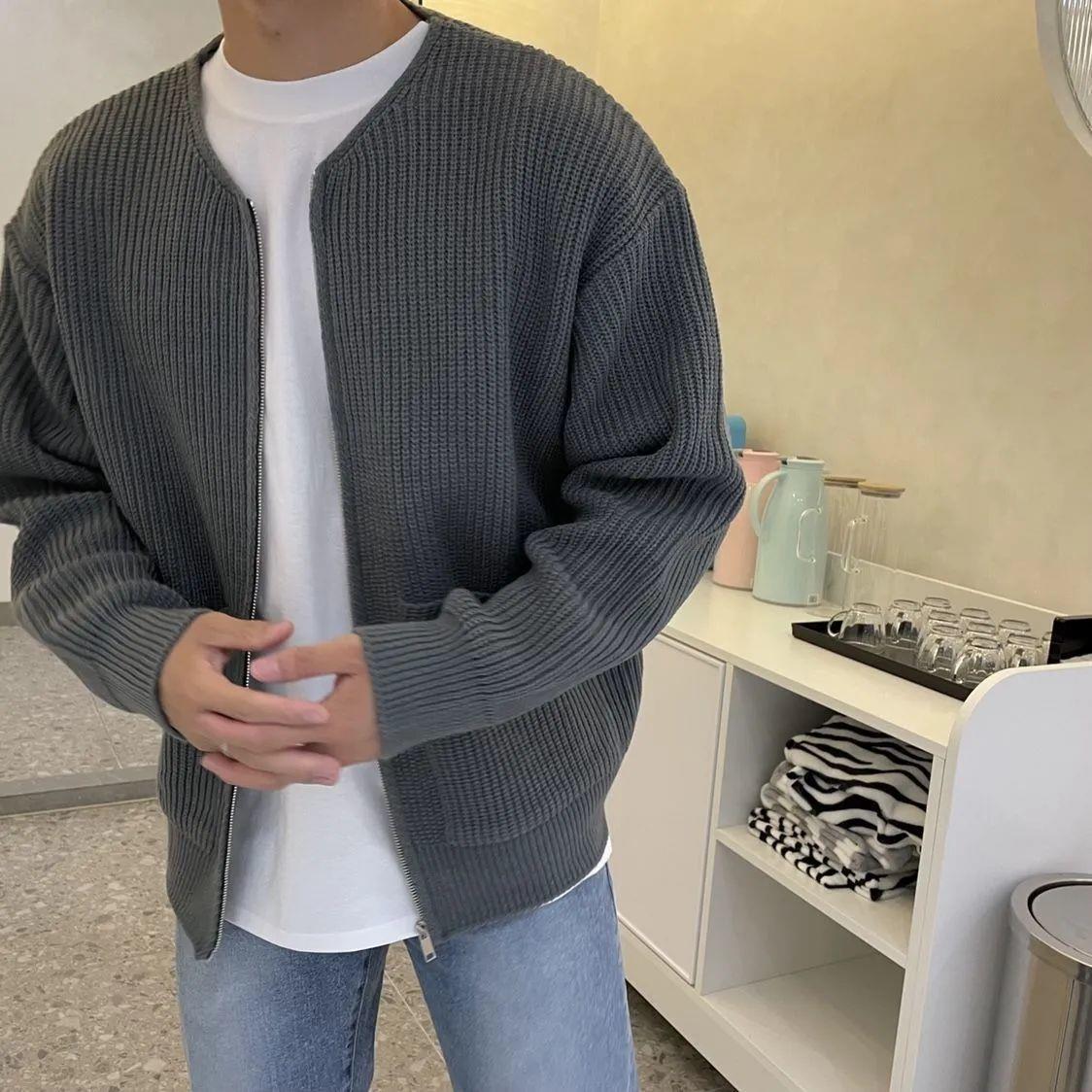 Men’s Zip-Up Knitted Cardigan – Lined Funnel Neck, Soft, Comfortable, All-Season with Pockets