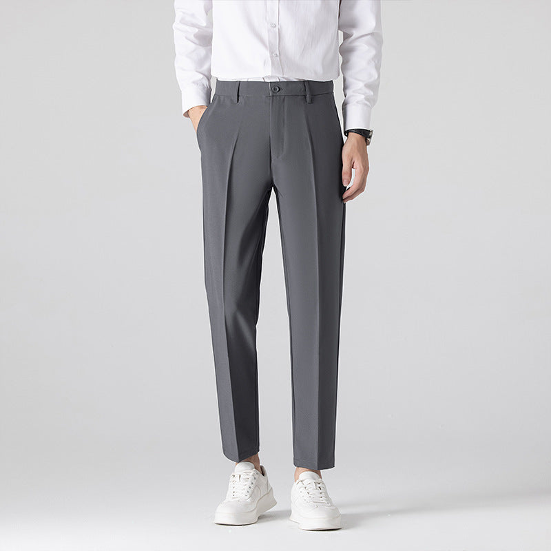 Mens Plus-Size Slim-Fit Solid-Color Capri Dress Pants