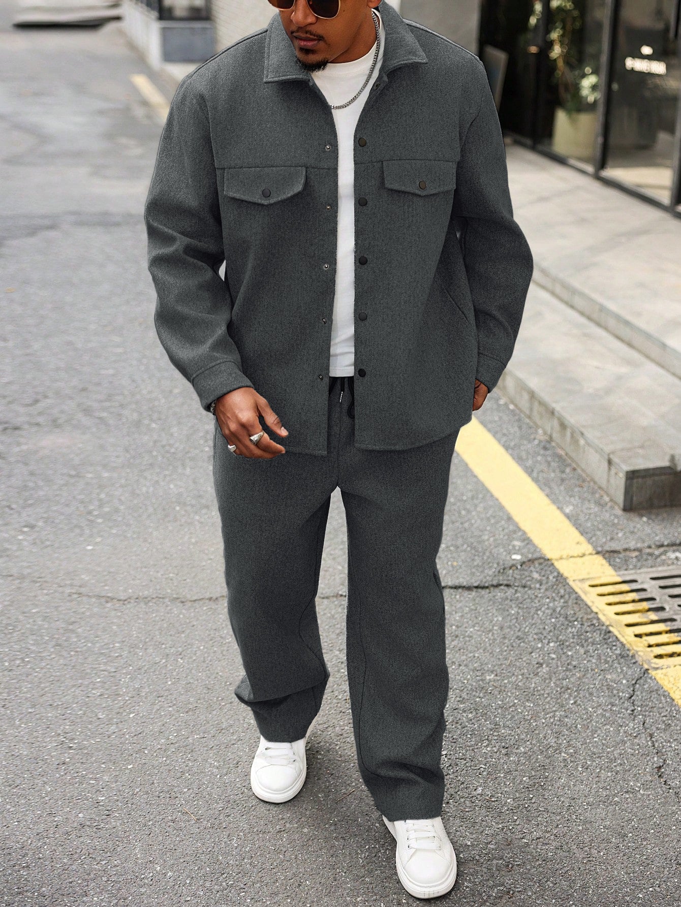 New Autumn Mens Casual Cargo Jacket And Pants Set