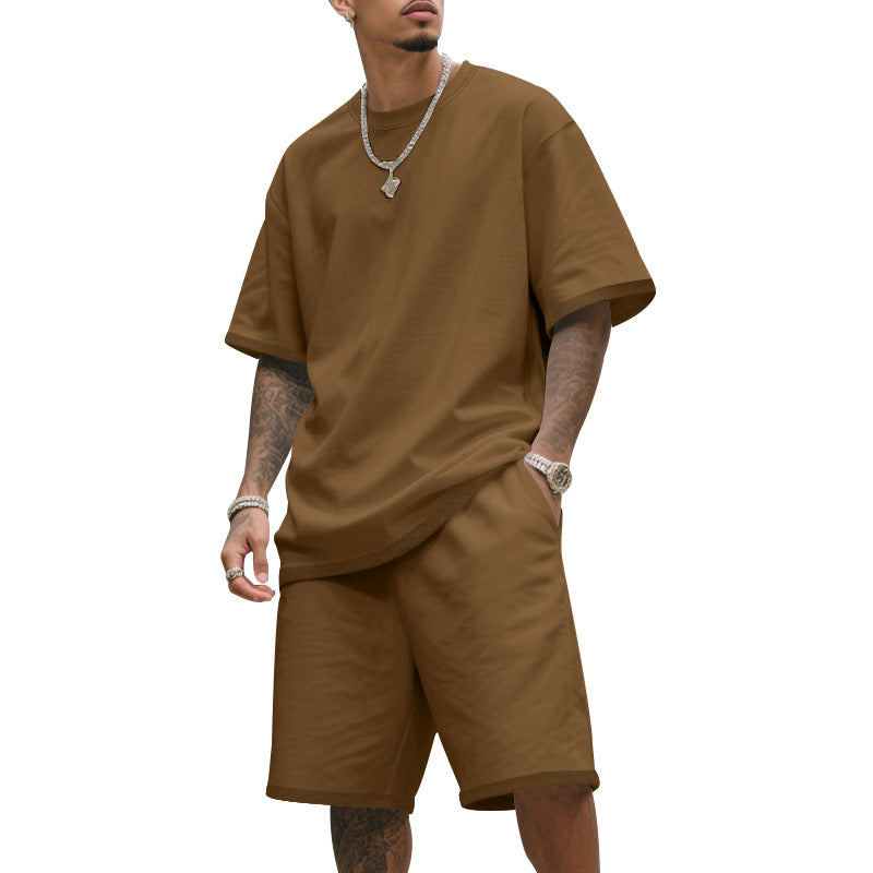 Mens Loose-Fit Summer Sports Short-Sleeve Suit