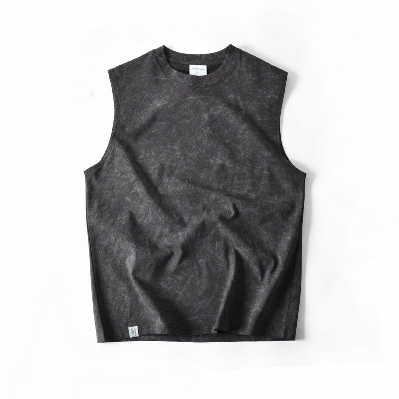 Washed Old Cotton Sleeveless T-shirt Men