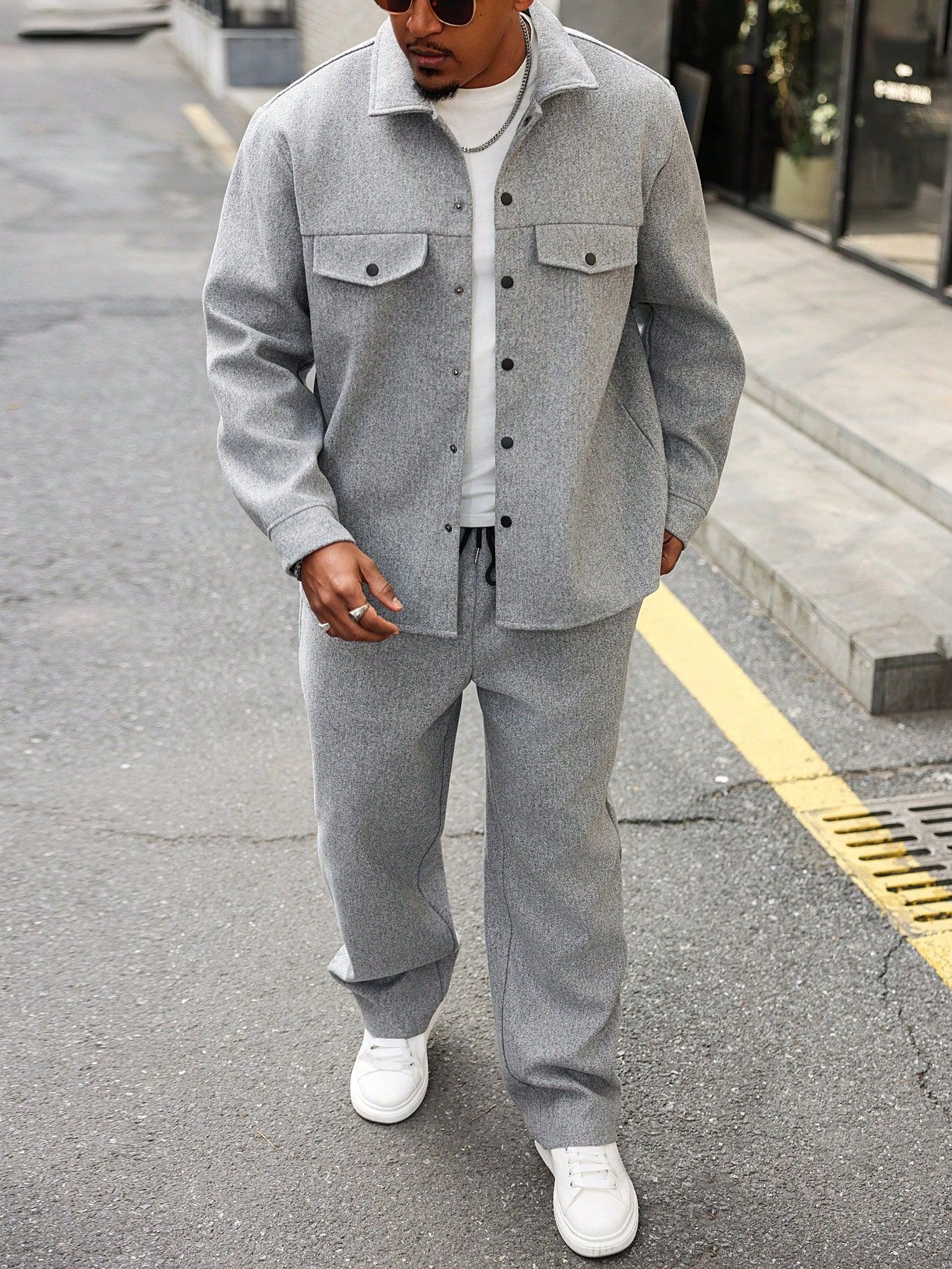 New Autumn Mens Casual Cargo Jacket And Pants Set