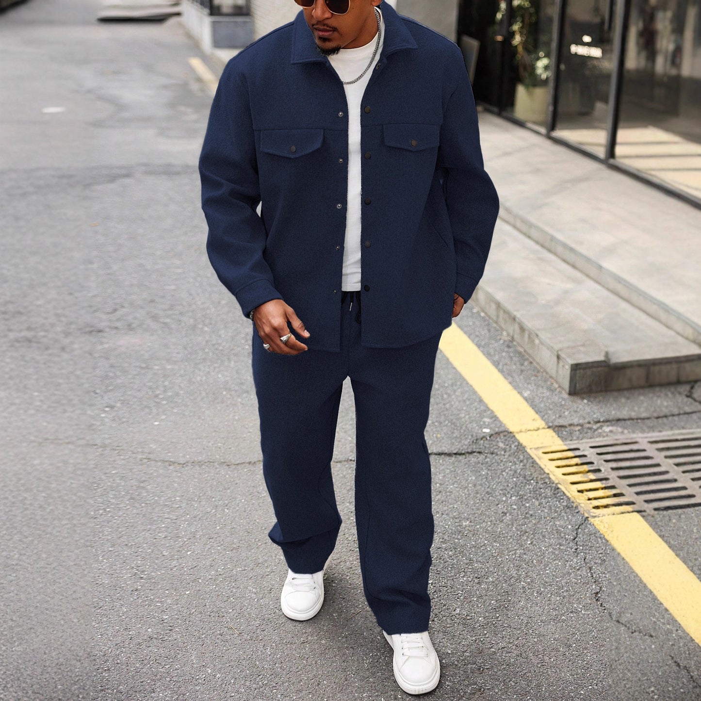 New Autumn Mens Casual Cargo Jacket And Pants Set