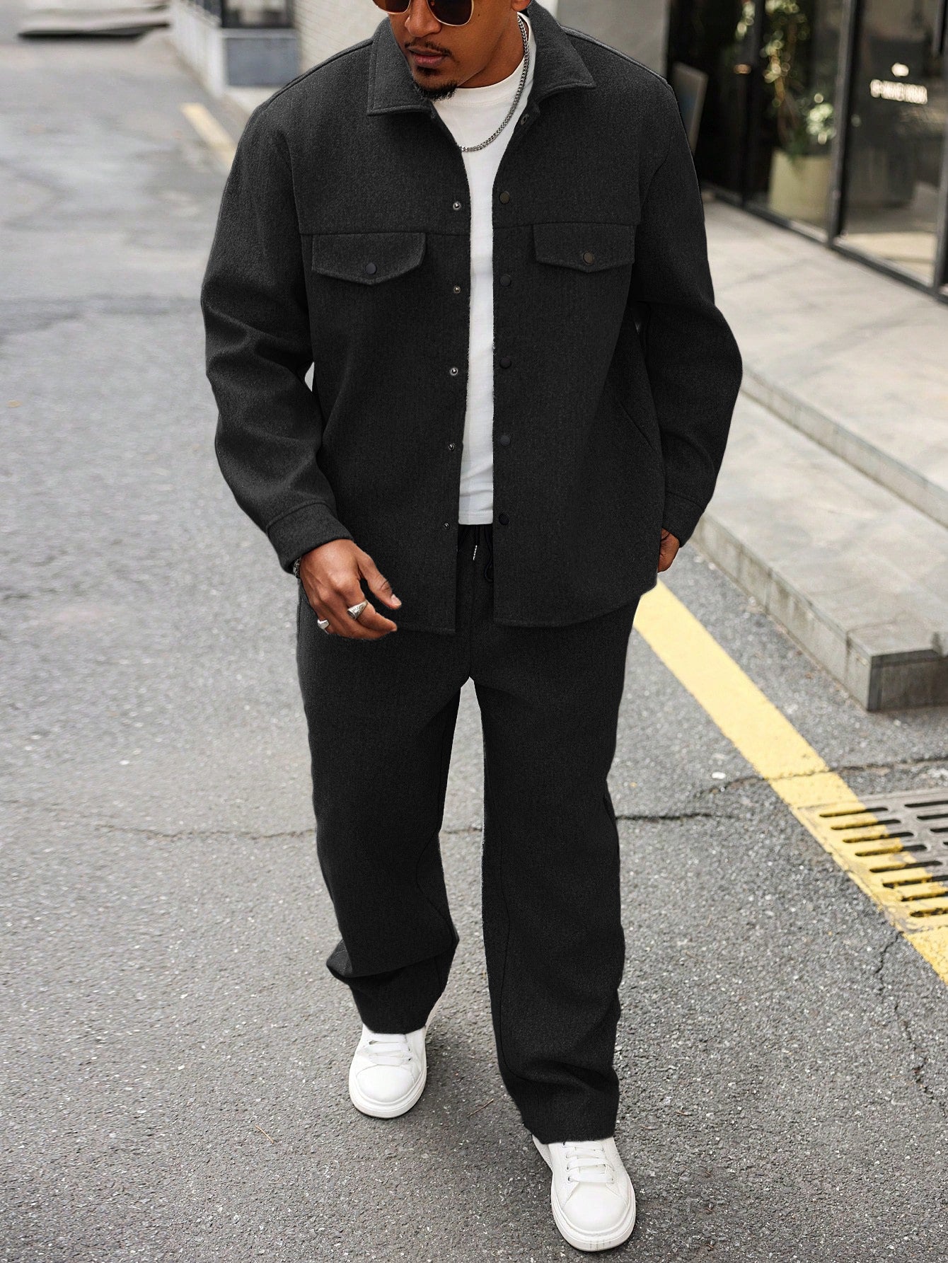 New Autumn Mens Casual Cargo Jacket And Pants Set