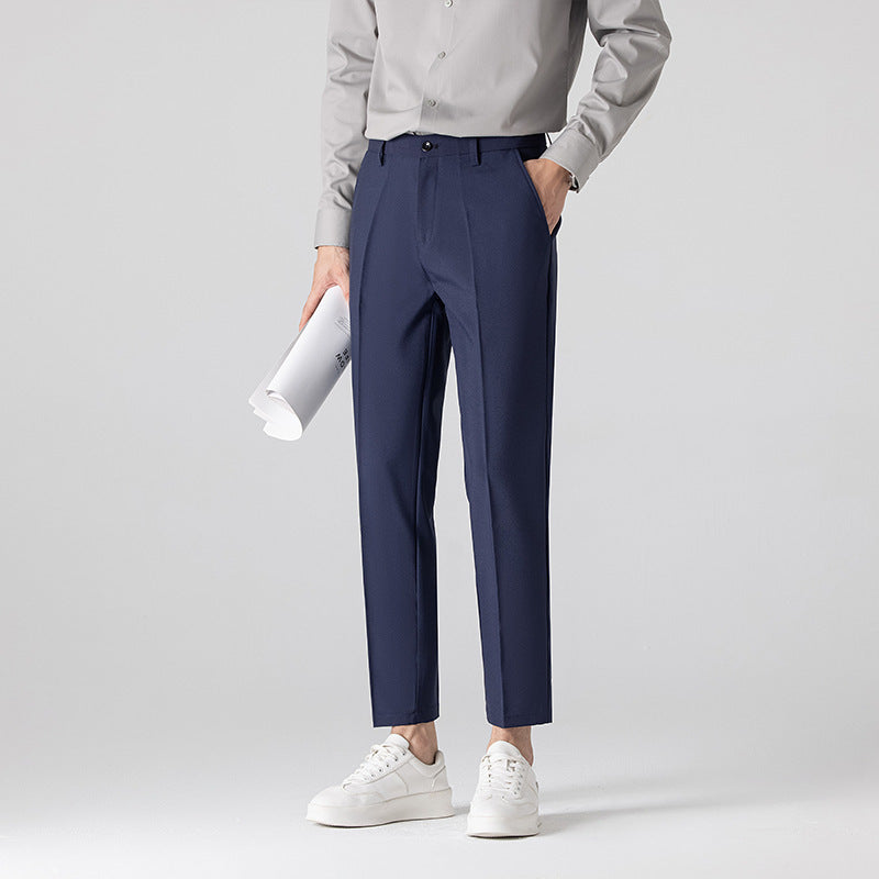 Mens Plus-Size Slim-Fit Solid-Color Capri Dress Pants