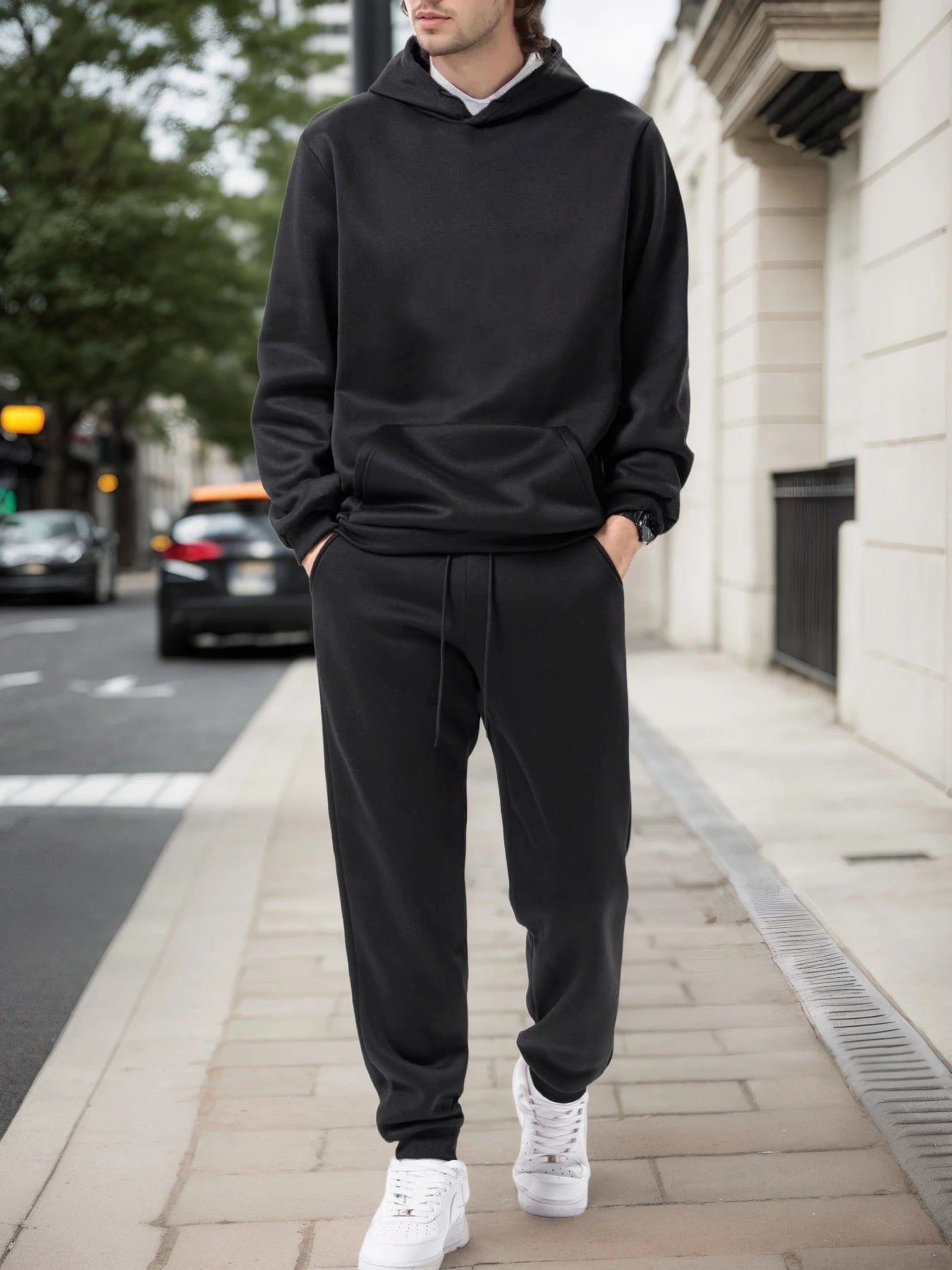 Mens Sportswear Set Long-sleeve Hoodie And Jogger Pants