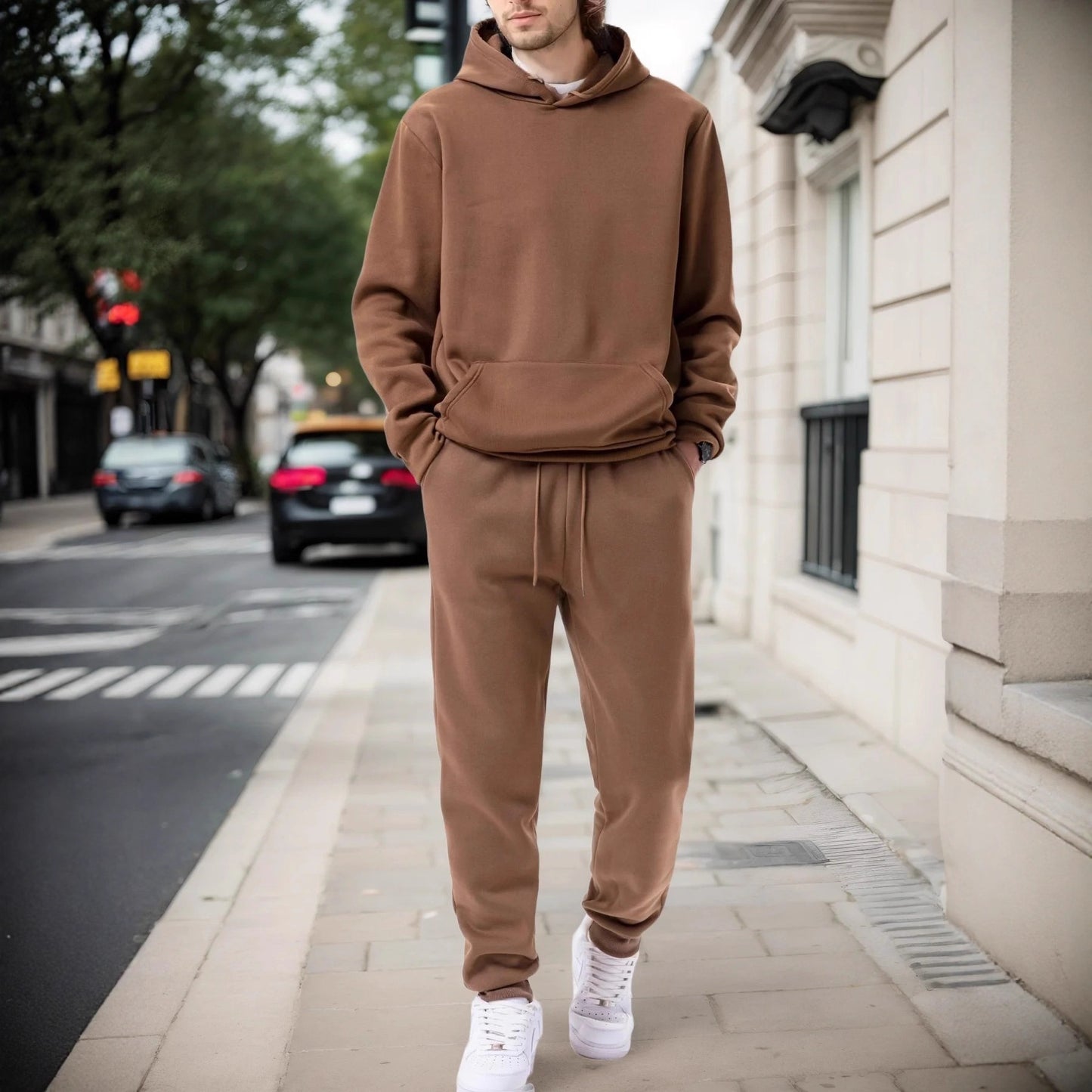 Mens Sportswear Set Long-sleeve Hoodie And Jogger Pants